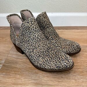 Lucky Brand Baley Leopard Suede Leather Ankle Boots